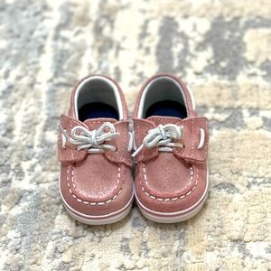 Sperry Bahama Crib Jr Pink Sparkle Baby Shoes in US infant Size 2